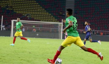 An Ethiopia player runs with the ball during a match against Cape Verde at the 2021 Africa Cup of Nations in Yaoundé, Cameroon