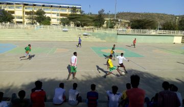 Young men play football on a court at Adama Science and Technology University in Adama, Ethiopia, March 2019 (Mehereteab / Wikimedia Commons, CC BY-SA 4.0) [file photo]